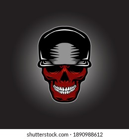 vector illustration of skull with hat