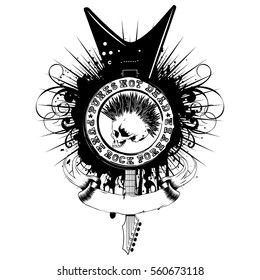 Vector illustration skull in hat, sheriff star and crossed rifle on old grunge paper. Lettering american cowboys.