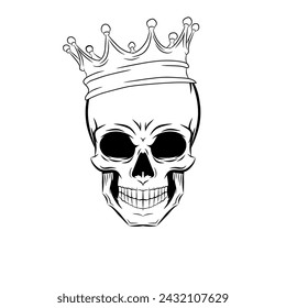 vector illustration of skull head with crown