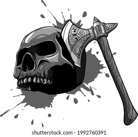 Vektorgrafik des mit Axt ermordeten Schädelkopfes