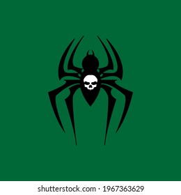 vector illustration of a skull head on top of a spider's body, great for logos and icons of miracle, courage, strength and fortitude