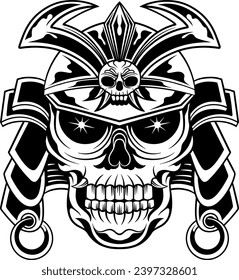 Vector illustration skull head with samurai