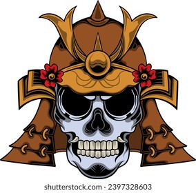 Vector illustration skull head with samurai