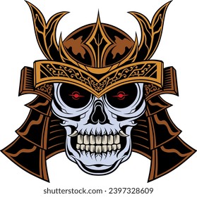 Vector illustration skull head with samurai