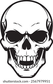 A vector Illustration of a skull head silhouette , mascot logo skeleton