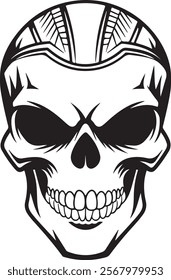 A vector Illustration of a skull head silhouette , mascot logo skeleton