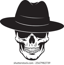 A vector Illustration of a skull head silhouette , mascot logo skeleton