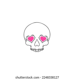 vector illustration of a skull with a heart