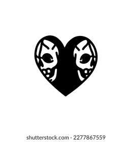 vector illustration of skull with heart concept