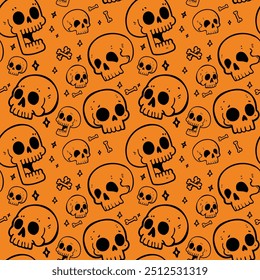 Vector Illustration skull helloween pattern wallpaper