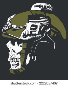 Vector illustration of a skull with helmet