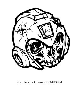 Vector illustration skull in helmet