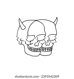 vector illustration of a skull with horns