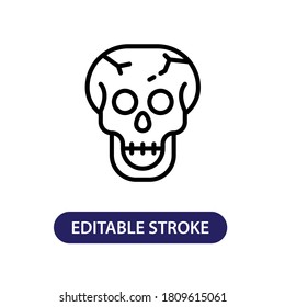 Vector illustration of skull icon or logo. Use black color and line design style. Editable stroke, pixel perfect on 64px of artboard