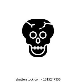 Vector illustration of skull icon or logo. Use black color and line design style. Editable stroke, pixel perfect on 64px of artboard