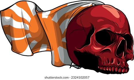 vector illustration of skull with japan flag