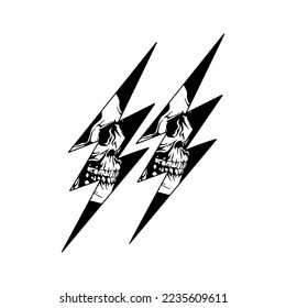 vector illustration of skull with lightning concept