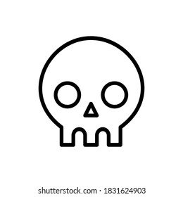 Vector illustration of a skull with line drawing. Halloweeen icon.