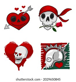 Vector illustration of a skull in love
cartoon illustration style design
perfect for cute or silly love-themed design inspiration