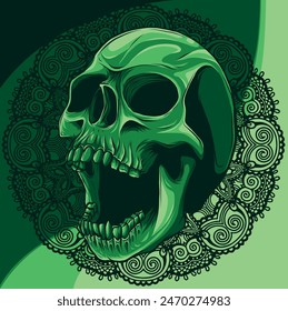 Vektorillustration des Schädels mit Mandala auf Hintergrund