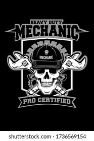 the vector illustration of skull mechanic it can be use for shirt design or poster print 