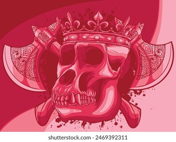 Vector illustration of skull monkey king swith ax
