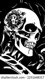 vector illustration of skull monster