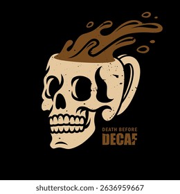 Vector illustration of a skull mug filled with coffee