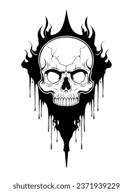 Vector illustration with skull on graphic black background. 