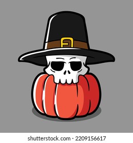 vector illustration of a skull on a pumpkin