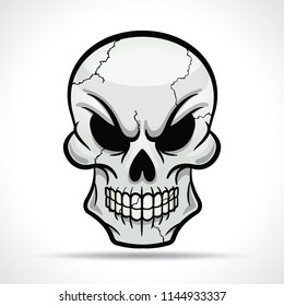 Vector illustration of skull on white background