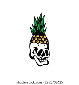 vector illustration of skull with pineapple concept