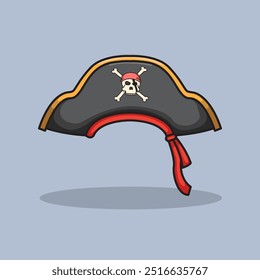 Vector illustration Skull Pirate Hat. Vector design Pirate Hat. Skull Ocean Pirate Hat Vector Cartoon design illustration and icon for website, digital and print