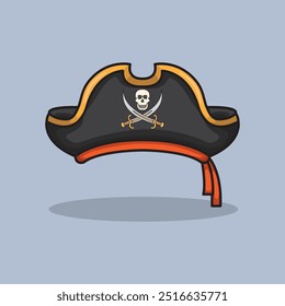 Vector illustration Skull Pirate Hat. Vector design Pirate Hat. Skull Ocean Pirate Hat Vector Cartoon design illustration and icon for website, digital and print