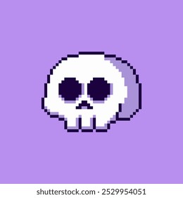 Vector Illustration of Skull with Pixel Art Design, perfect for game assets themed designs