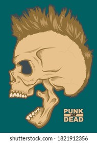 A Vector illustration of a skull with punk style hair