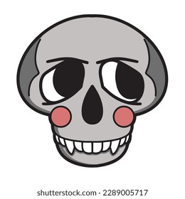 Vector illustration of skull in retro style isolated on the white background
