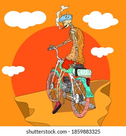 Vector illustration of a skull riding a motorbike good for printing on a t-shirt