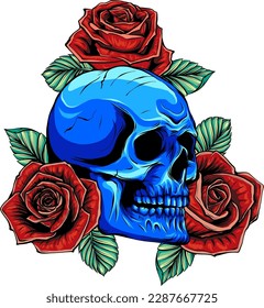 Vector illustration of skull with roses