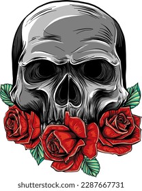 Vector illustration of skull with roses