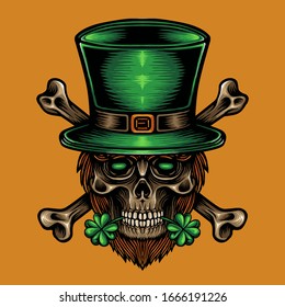 Vector Illustration Skull Of Saint Patrick's Day