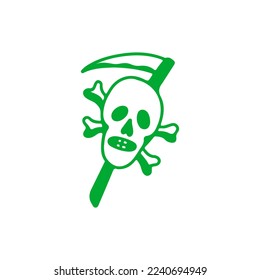 vector illustration of a skull and scythe