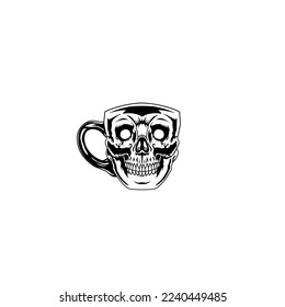 Vector illustration of a skull shaped cup. skull shaped cup icon