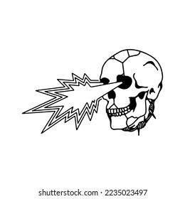 vector illustration of a skull with shining eyes