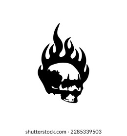 vector illustration of a skull silhouette with fire