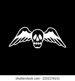 vector illustration of a skull silhouette with wings