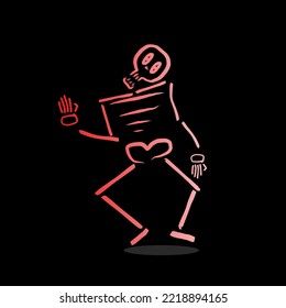 vector illustration of a skull skeleton expressing dance or dancing on the night of events such as Halloween and for similar purposes