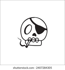 vector illustration of a skull smoking