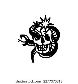 vector illustration of a skull with a snake