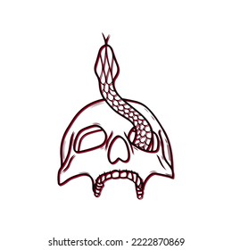 vector illustration of skull with snake concept
